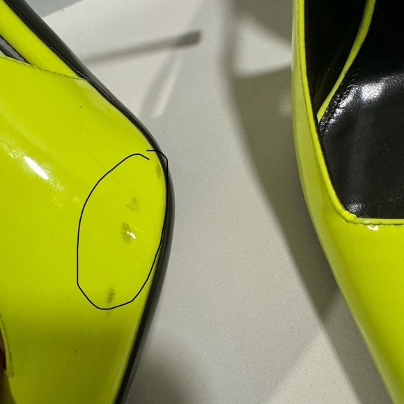 Saint Laurent Kiss 105 Leather Slingback Highlighter Yellow Pumps SZ 8.5 - Picture 12 of 14